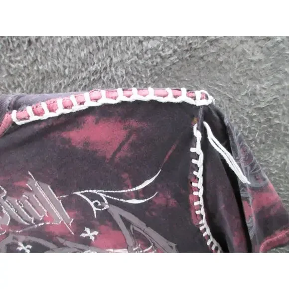 Affliction Live Fast Men’s XL Thin T-Shirt Red Black Gothic Cross Stitch USA - Picture 16 of 16